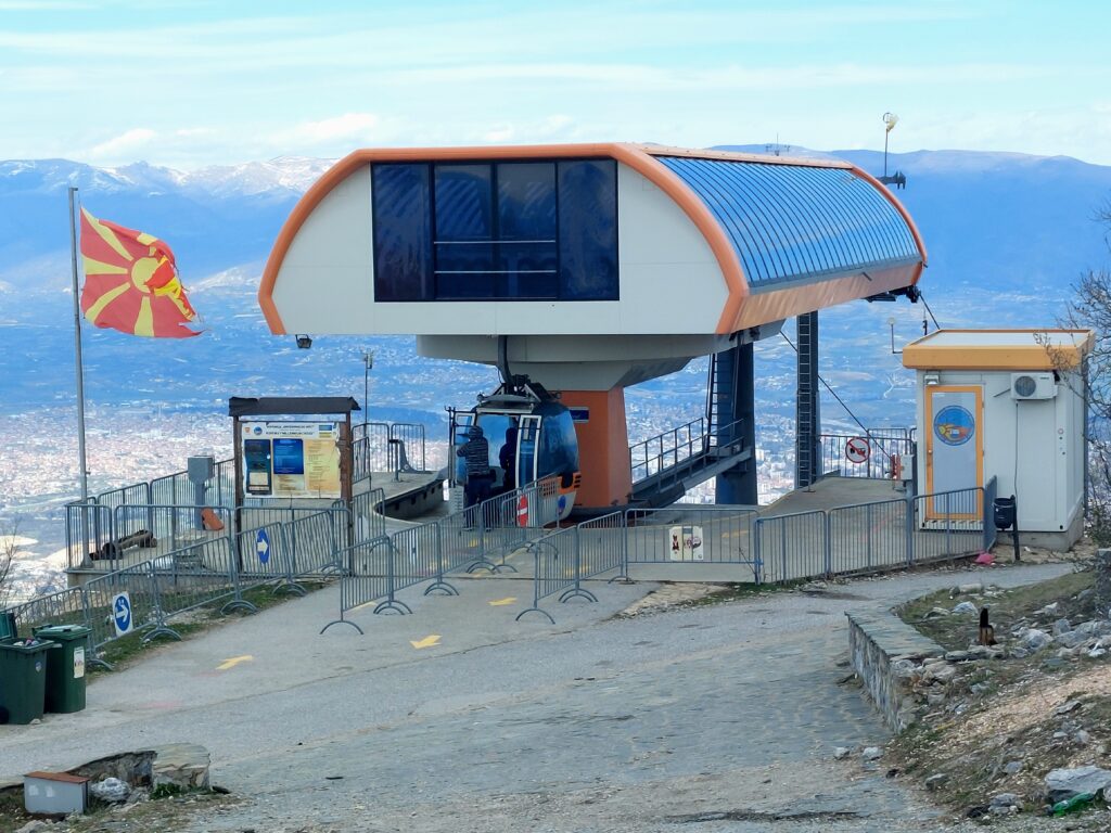 Millennium Cross Ropeway. Cable Car at the the top of Vodno Mountain