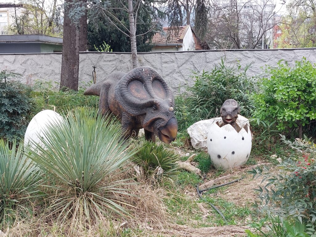 Baby dinosaur and eggs at Dino Park, Skopje