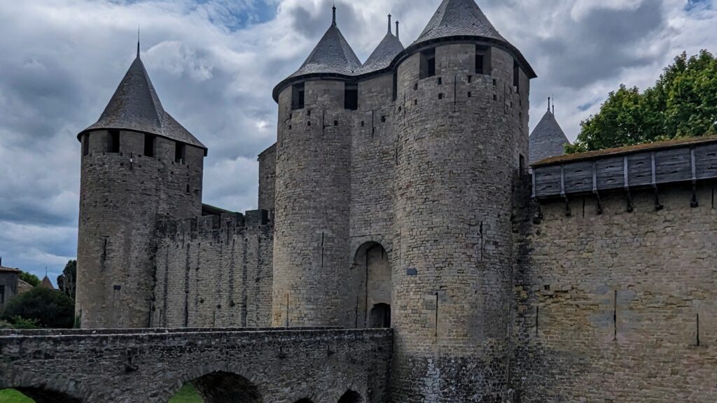 Entrance to Carcassonne Medieval Castle across Moat