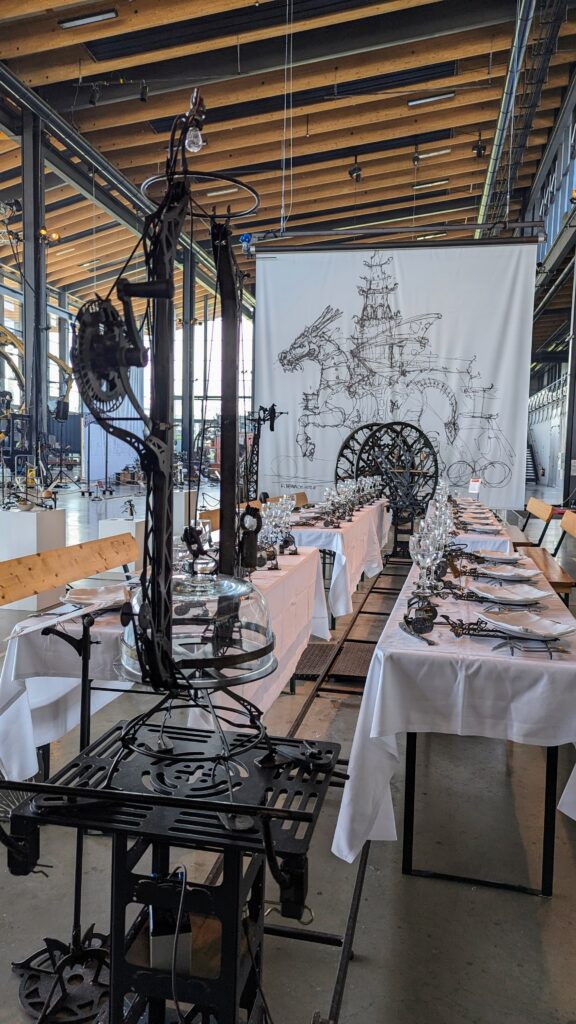 Dinner to be served by the machines at Halle de la machine in Toulouse - you can book this