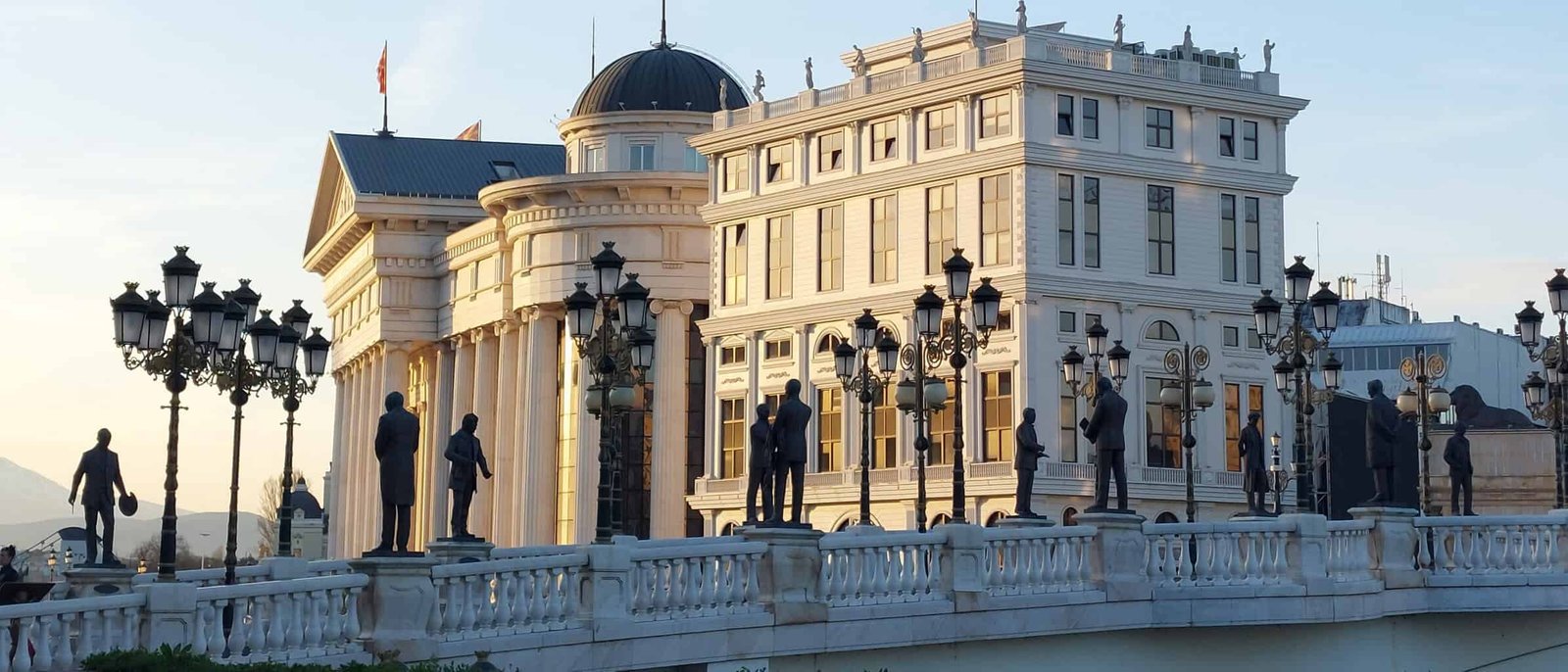 Archeological museum Skopje with bridge of statues